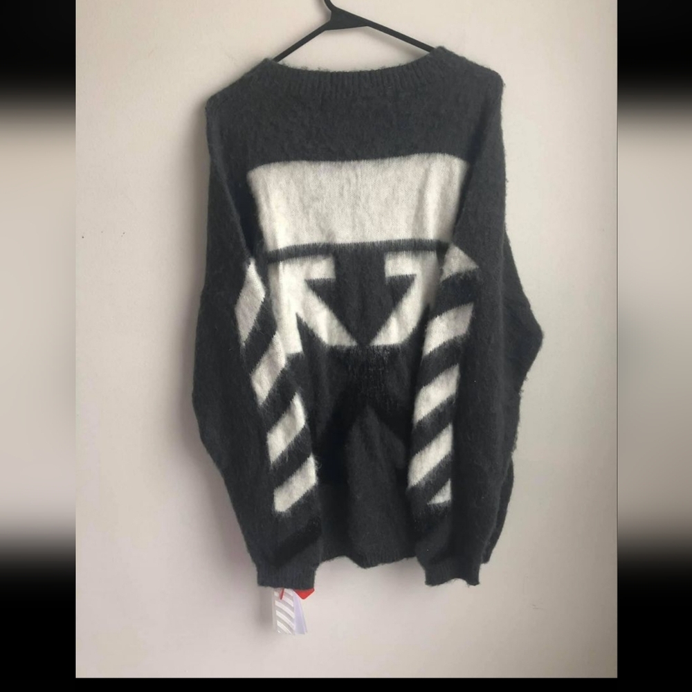 Off-White Oversized Arrows Mohair BlendSweater in Grey